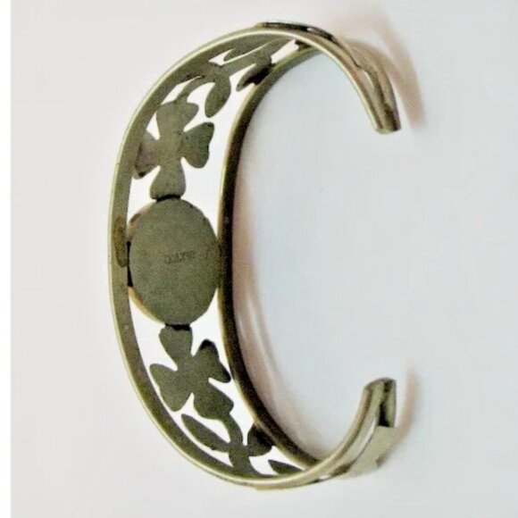 Sterling Silver Signed Mexico Vintage abalone Flower Vine Cuff Bracelet - Picture 8 of 8